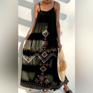 Anthropologie Embroidered Maxi Dress